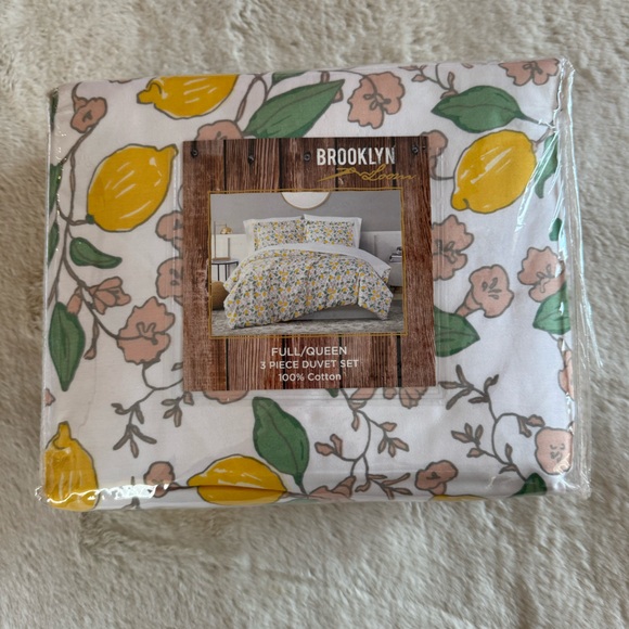 Brooklyn Loom Verbena Full/Queen Duvet Cover Set Lemons - Picture 6 of 7